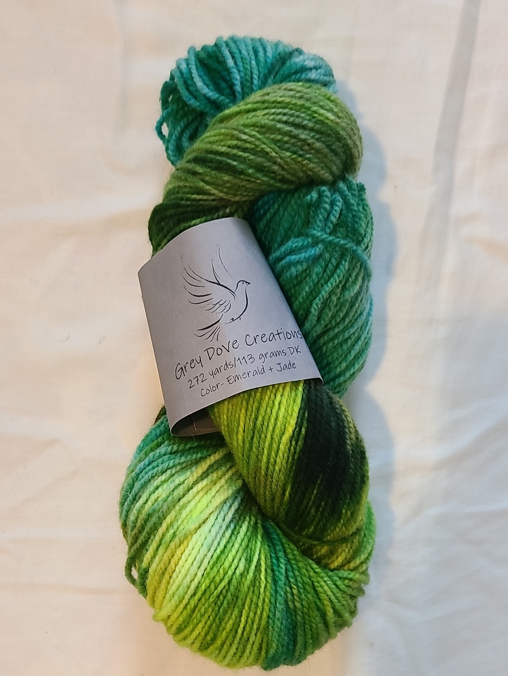 Emerald & Jade Green Hand-Dyed Yarn 100% Wool By Grey Dove Creations NWT